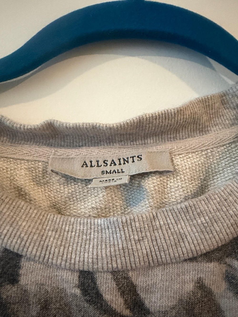 All Saints Gray Crewneck Sweatshirt with Black Floral Print - Picture 3 of 3